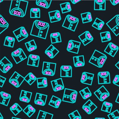 Çizgi Takım Elbisesi simgesi siyah arkaplanda izole edilmiş. Smokin mi? Kravatlı gelinlik. Vektör.