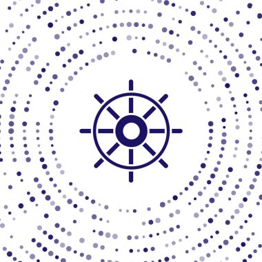 Mavi Gemi direksiyon simgesi beyaz arkaplanda izole edildi. Soyut çember rastgele noktalar. Vektör İllüstrasyonu.