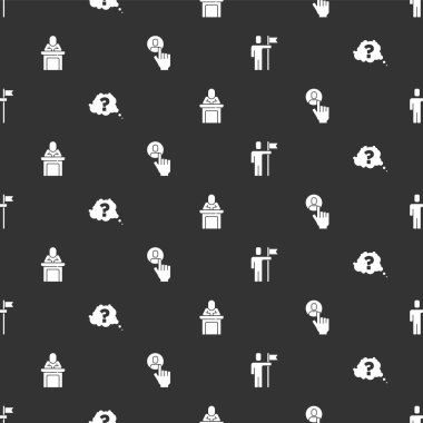 Takım lideri, soru işareti, konuşmacı ve kafa kusursuz bir şekilde avlanıyor. Vektör.