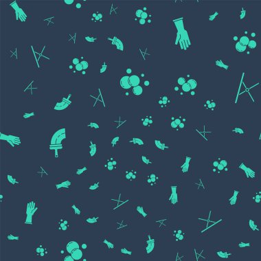 Sabun köpüğü, lastik eldiven, cam temizleyicisi ve pürüzsüz desenli ütü masası hazırlayın. Vektör