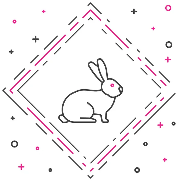 Line Rabbit Symbol Isoliert Auf Weißem Hintergrund Buntes Rahmenkonzept Vektor — Stockvektor