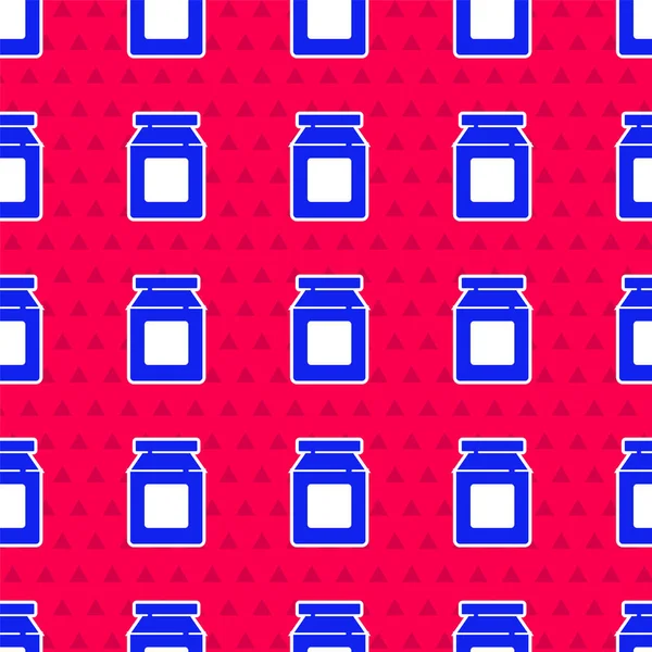 Mavi Çevrimiçi sipariş ve fast food dağıtım ikonu kırmızı arka planda izole edilmiş kusursuz desen. Vektör.