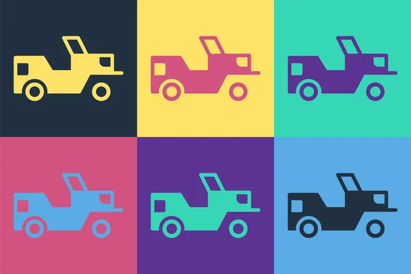 Pop Art Icono Jeep Militar Aislado Fondo Color Vector — Archivo Imágenes Vectoriales