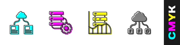 Définir Transfert Données Technologie Cloud Serveur Équipement Serveur Données Hébergement — Image vectorielle