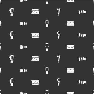 Mikrofon, Ksilofon, Gitar ve Davul 'u kusursuz şekilde ayarlayın. Vektör