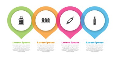 Boya, guaj, kavanoz, boya, sprey boya, tükenmez kalem ve... Ticari bilgi şablonu. Vektör