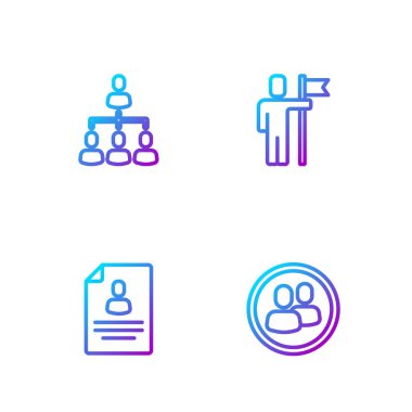 Hiyerarşi organizasyon şeması ve Takım Lideri. Renk simgeleri. Vektör.