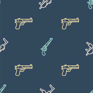 MP9I hafif makineli tüfeği, Desert Eagle ve Revolver 'ı kusursuz desene ayarlayın. Vektör.