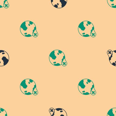 Yeşil ve siyah su damlası simgesi, bej arka planda izole edilmiş, pürüzsüz desen. Nem analizi. Vektör.