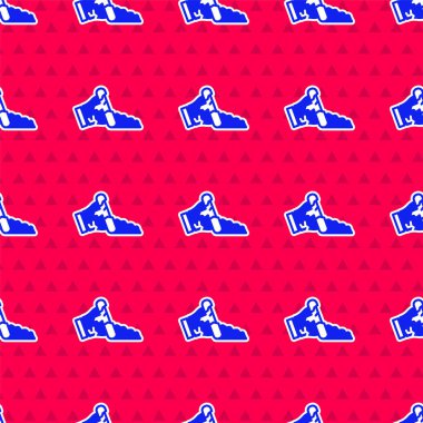 Kırık mavi çömlek simgesi kırmızı zeminde izole edilmiş. Vektör.