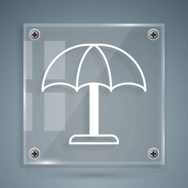 Witte Zon Beschermende Paraplu Voor Strand Icoon Geïsoleerd Grijze Achtergrond — Stockvector
