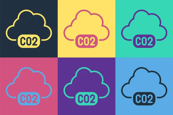 Pop Art Co2 Emissions Cloud Icon Isolated Color Background Carbon — Stock Vector