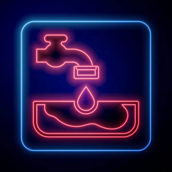 Leuchtendes Neon Wasserproblem Symbol Isoliert Auf Schwarzem Hintergrund Arme Länder — Stockvektor