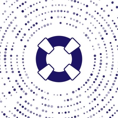 Mavi Lifebuoy simgesi beyaz arkaplanda izole edildi. Can simidi sembolü. Soyut çember rastgele noktalar. Vektör.