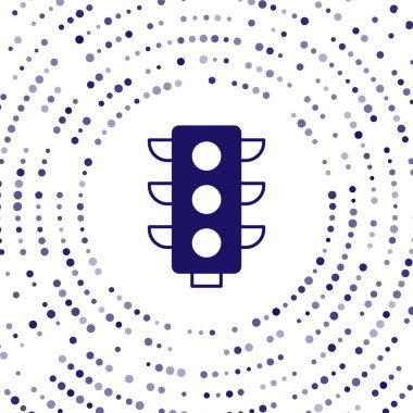 Mavi trafik ışığı simgesi beyaz arkaplanda izole edildi. Soyut çember rastgele noktalar. Vektör.