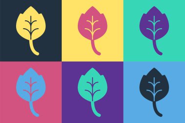 Pop Art Leaf ikonu Pop Art 'ı soyutladı. İşaret bırakıyor. Taze doğal ürün sembolü. Vektör.