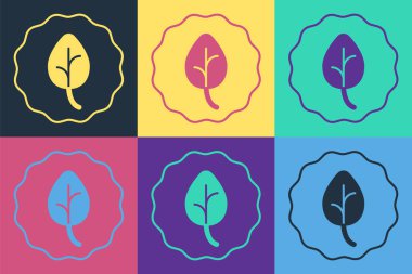 Pop Art Leaf ikonu Pop Art 'ı soyutladı. İşaret bırakıyor. Taze doğal ürün sembolü. Vektör.