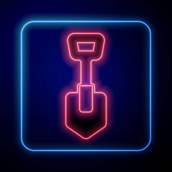 Leuchtendes Neon Shovel Symbol Isoliert Auf Schwarzem Hintergrund Gartenwerkzeug Werkzeug — Stockvektor