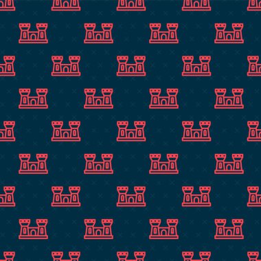 Kırmızı çizgi Kum Kalesi simgesi siyah arka planda izole edilmiş. Vektör.