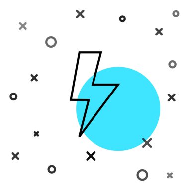 Siyah çizgi Şimşek simgesi beyaz arkaplanda izole edildi. Flaş işareti. Flaş ikonunu yükle. Gök gürültüsü. Yıldırım çarpması. Rastgele dinamik şekiller. Vektör.