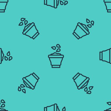 Kase simgesindeki siyah çizgili tohumlar yeşil arka planda izole edilmiş pürüzsüz desenler. Vektör.