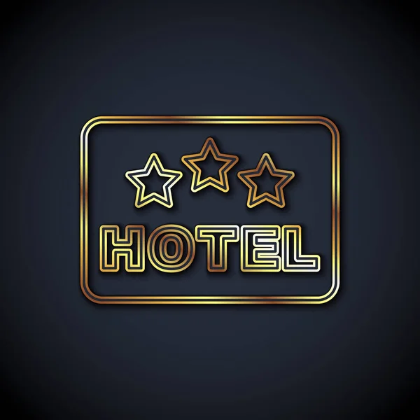 Arany Vonal Signboard Kültéri Hirdetés Szöveggel Hotel Ikon Elszigetelt Fekete — Stock Vector