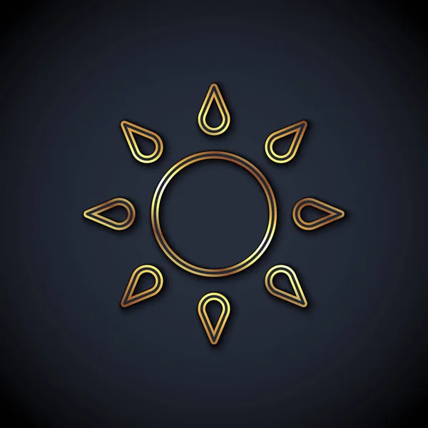 Золотая Линия Иконка Солнца Выделена Черном Фоне Вектор — стоковый вектор