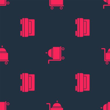 Otel odası yatağını ayarlayın ve tepsiyle kaplayın. Vektör