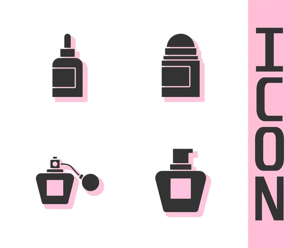 Set Creme Oder Lotion Kosmetikschlauch Parfüm Und Antitranspirant Deo Roll — Stockvektor