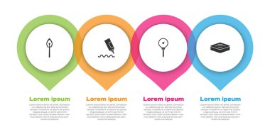 Ateşle kibrit yak, sos şişesi, mutfak termometresi ve biftek et. Ticari bilgi şablonu. Vektör