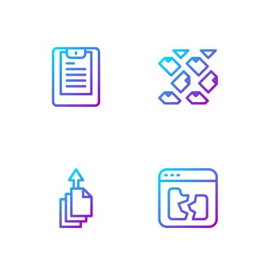 Satır Arızası Dosyası, Veri Aktarımı, Sunucu, Rapor ve Yayını Ayarla. Renk simgeleri. Vektör