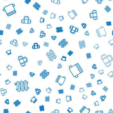 Isıtma kaloriferini, havluyu askıya ve bavulu da pürüzsüz desene ayarlayın. Vektör