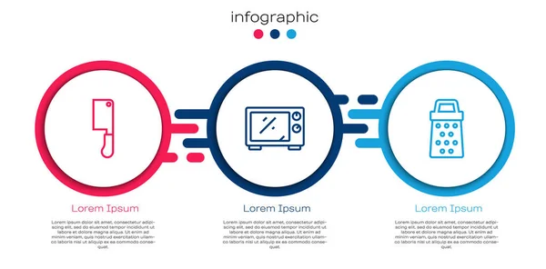 Set Line Meat Chopper Microwave Oven Grater Business Infographic Template — Stock Vector