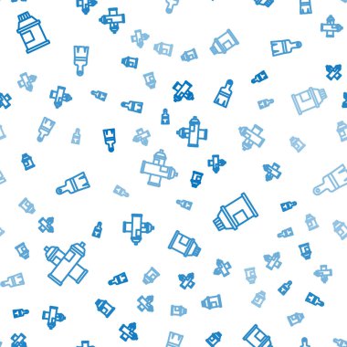 Boya spreyi, boya, gouache, kavanoz, boya ve fırçayı kusursuz desenlere göre ayarla. Vektör