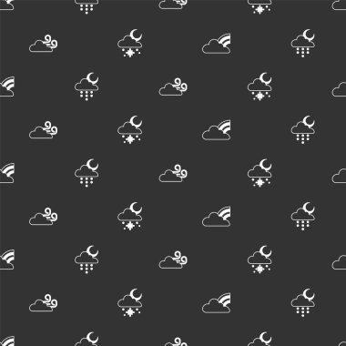 Bulutlu Gökkuşağı, Bulutlu yağmur ve ay, rüzgarlı hava ve kar güneşini kusursuz desenli ayarlayın. Vektör