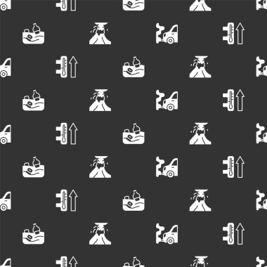 Araba egzozunu, küresel ısınmayı, okyanus kirliliğini ve pürüzsüz bir şekilde lav püskürmesini ayarlayın. Vektör