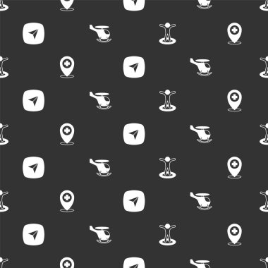 Kişi, kros hastanesi, şehir haritası navigasyonu ve helikopter bilgilerini kusursuz bir şekilde ayarlayın. Vektör