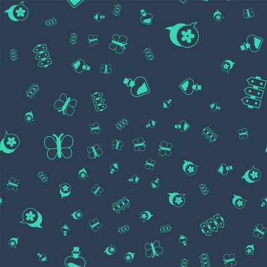 Aşk iksiri, Çiçek, Kelebek ve Bahçe çitleri ile kusursuz desenli bir şişe hazırla. Vektör