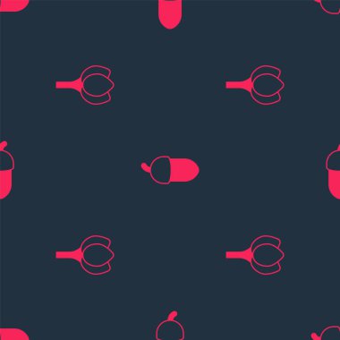 Çiçek lalesi ve meşe palamudunu kusursuz desene ayarlayın. Vektör