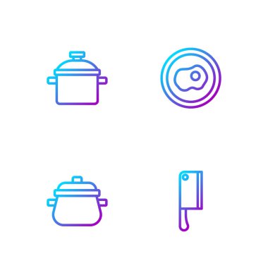 Sabit hat et helikopteri, tencere ve çırpılmış yumurta. Renk simgeleri. Vektör