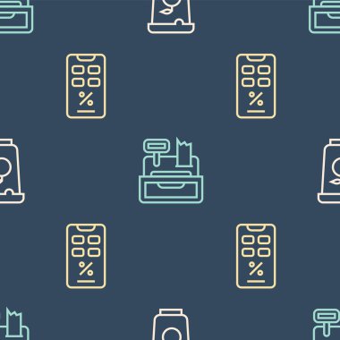 Hat Yoğurt konteynırını, yüzde indirimi, mobil ve yazar kasayı sorunsuz bir şekilde ayarla. Vektör