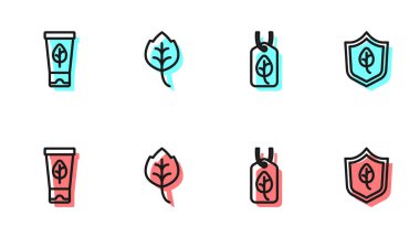 Vejetaryen gıda diyeti, organik kozmetik, yaprak ya da yaprak ve ikon. Vektör