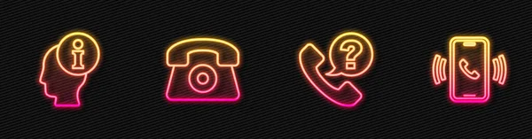 Telefon Hattını Saatlik Destek Bilgi Parlayan Neon Ikonu Vektör — Stok Vektör
