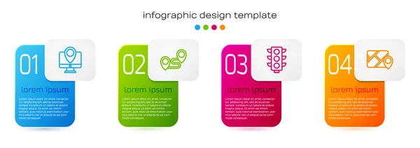 Establecer Línea Monitor Con Marcador Ubicación Ruta Semáforo Infografía Navegación — Archivo Imágenes Vectoriales