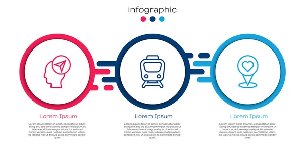 Définir Ligne Emplacement Avec Personne Train Coeur Modèle Infographie Entreprise — Image vectorielle