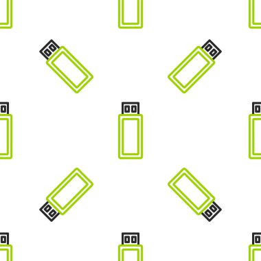 Satır USB flash disk simgesi beyaz arkaplanda izole edilmiş pürüzsüz desen. Vektör İllüstrasyonu.