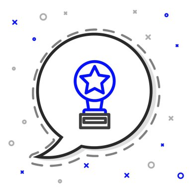 Çizgi Film ödülü simgesi beyaz arkaplanda izole edildi. Akademi ödülü ikonu. Filmler ve sinema sembolü. Renkli taslak konsepti. Vektör İllüstrasyonu.