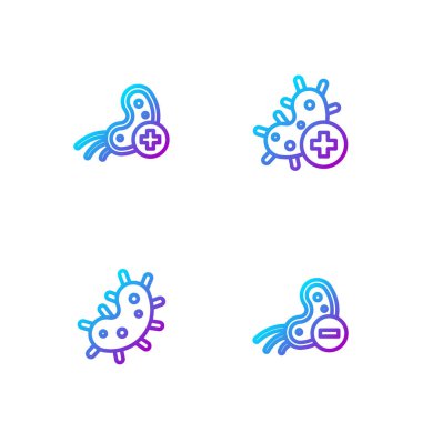 Hat negatif virüs, virüs, pozitif ve pozitif. Renk simgeleri. Vektör.