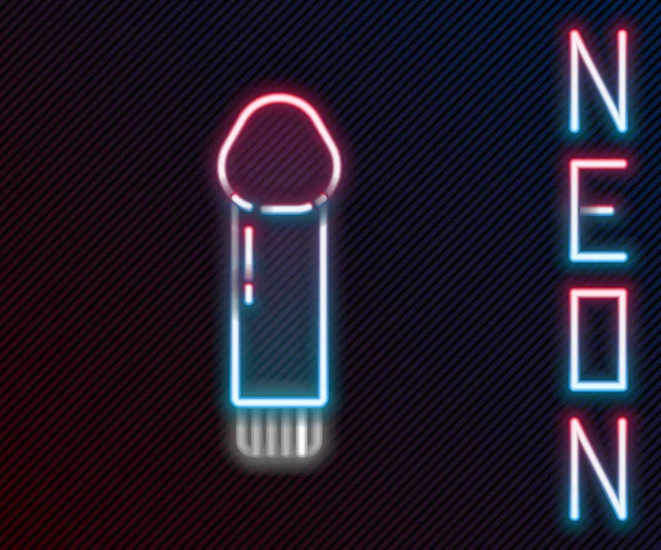 Glowing Neon Line Dildo Vibrator Sex Games Icon Isolated Black — Stockový vektor