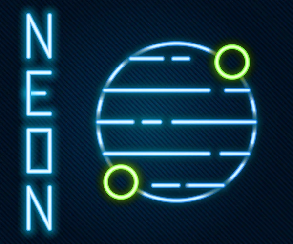 Glödande Neon Line Planet Ikon Isolerad Svart Bakgrund Färgstarkt Skisskoncept — Stock vektor